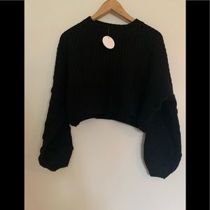 NWT -Vici Full of Cheer Cropped Knit Black Sweater